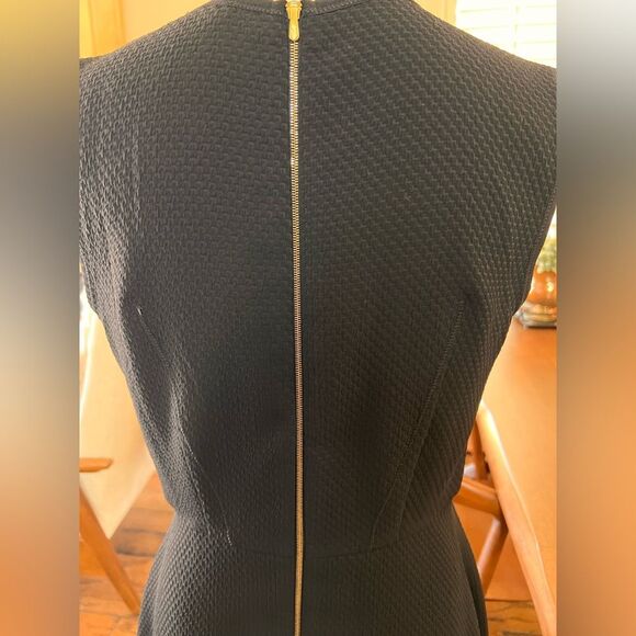 Sandro Paris Black Textured Fit & Flare Sleeveless Dress Sz 3 L Elegant Zip Back - Picture 12 of 12